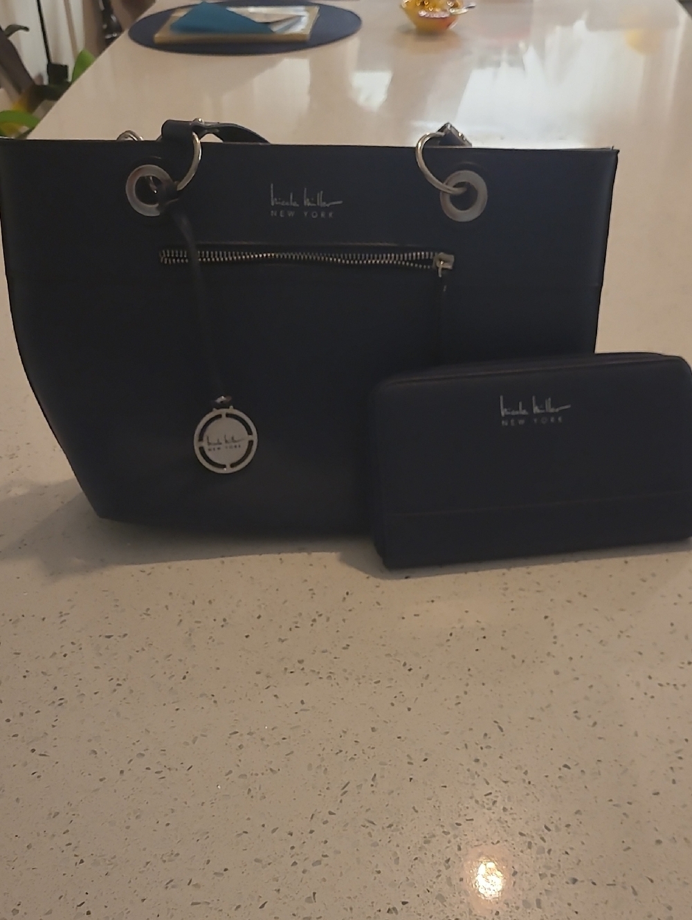 Nicole Miller Black Tote with Matching Wallet